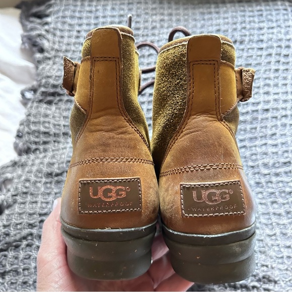 Ugg Tan Leather Cecile Fleece Lined Waterproof Lace Up Duck Boots Size 6 - Picture 15 of 15
